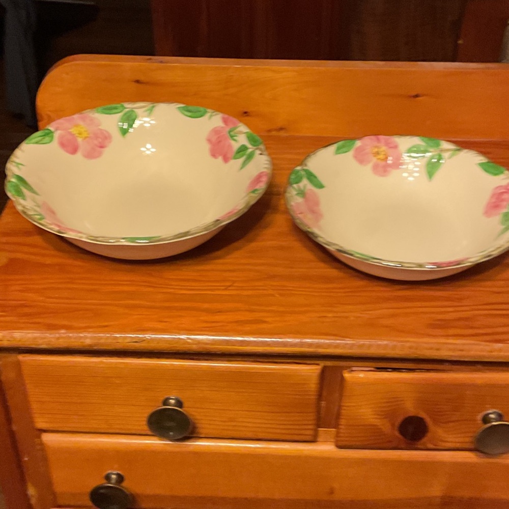 Franciscan Floral Dinnerware Bowls - Cream, Pink, and Green